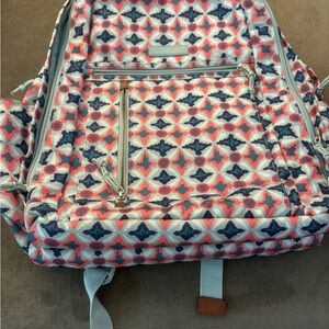 Vera Bradley Geometric Backpack - Coral and Navy
